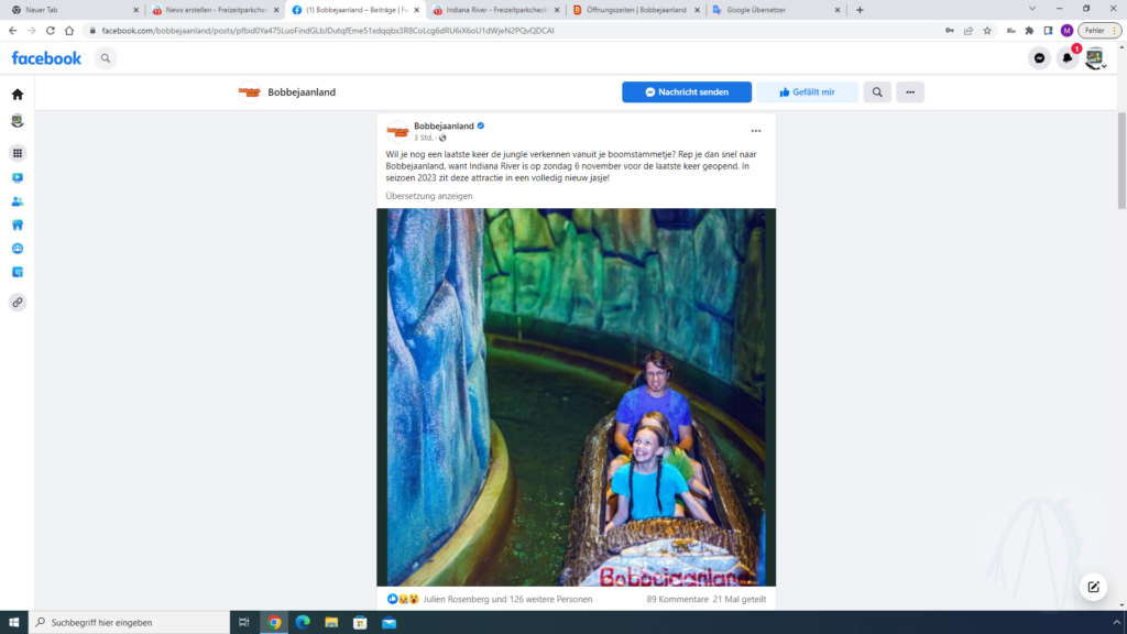 Bobbejaanland schließt am 06.11. Indiana River für eine Umgestaltung