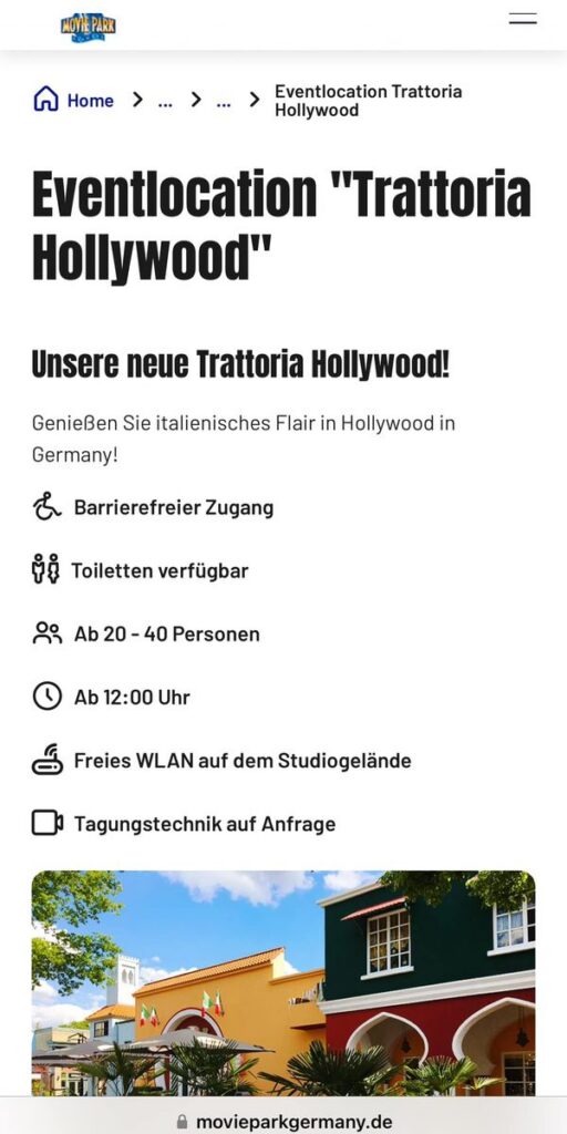 Movie Park Germany: Renovierung Pizza & Pasta