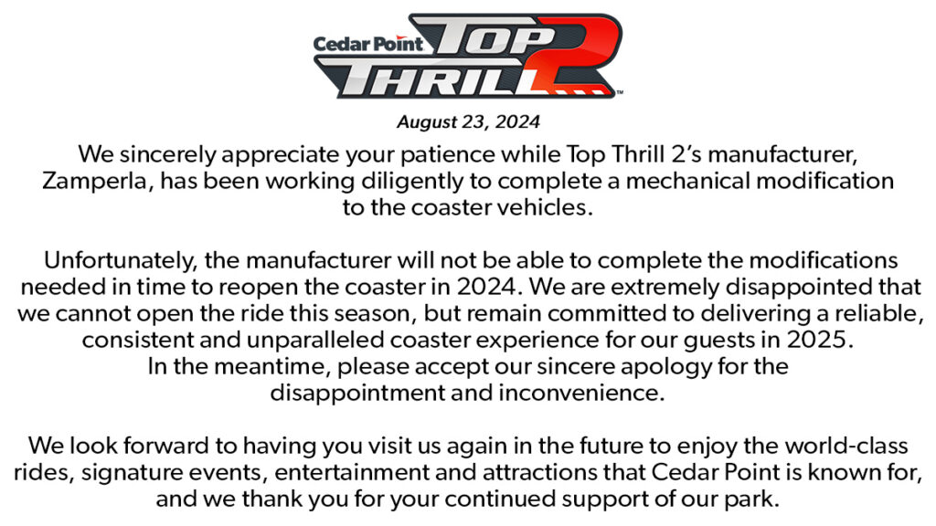 Cedar Point: Relaunch "Top Thrill 2"