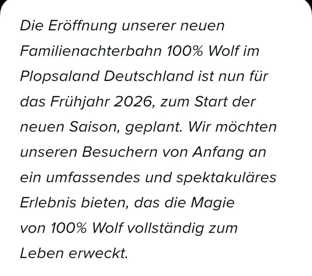 Plopsaland Deutschland: 100% Wolf Familienachterbahn