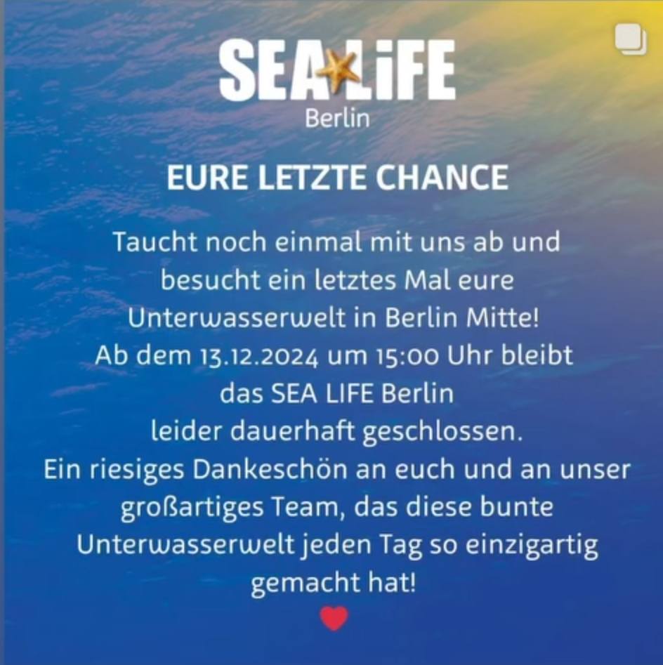 Merlin: Schließung SEA LIFE Berlin & Little Big City Berlin