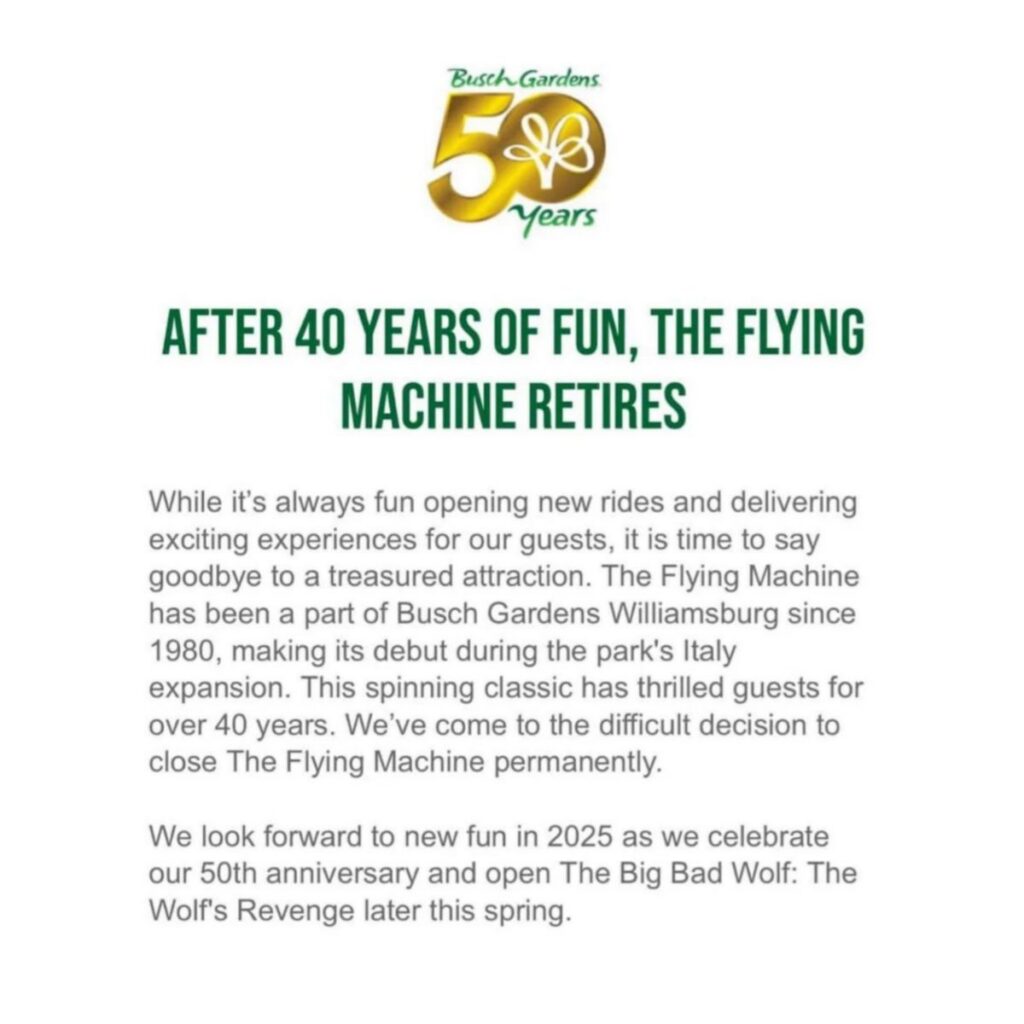 Busch Gardens Williamsburg: Flying Machine