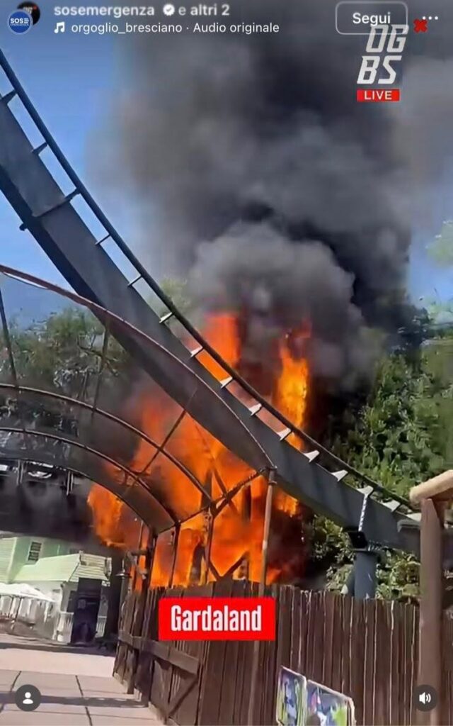 Gardaland: Brand bei Attraktion