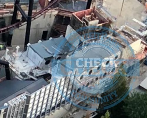 Von oben: die ersten 13 Hotelmodule – Rookburgh-Baustelle mit F.L.Y. und Hotelmodulen im Sommer 2019 (17.07.2019)